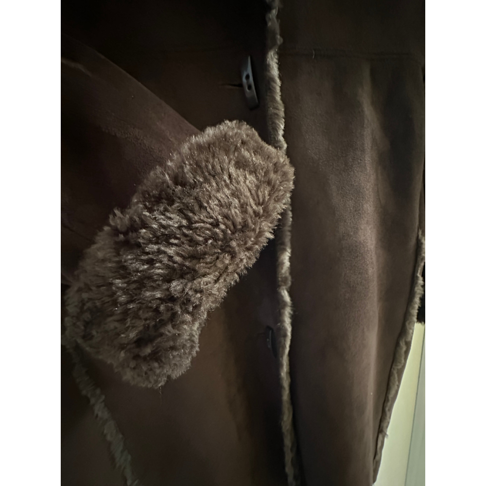 Wilsons Leather Faux Shearling Coat w/ Genuine Fox Fur Collar XL - Picture 7 of 11
